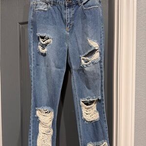 Distressed Blue Jeans